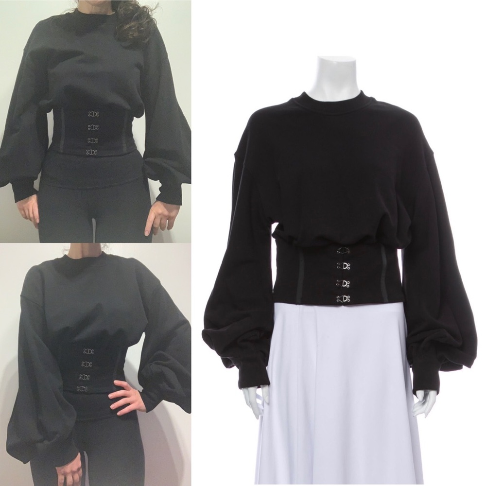 NWT Simkhai corset sweatshirt black puff sleeve XS